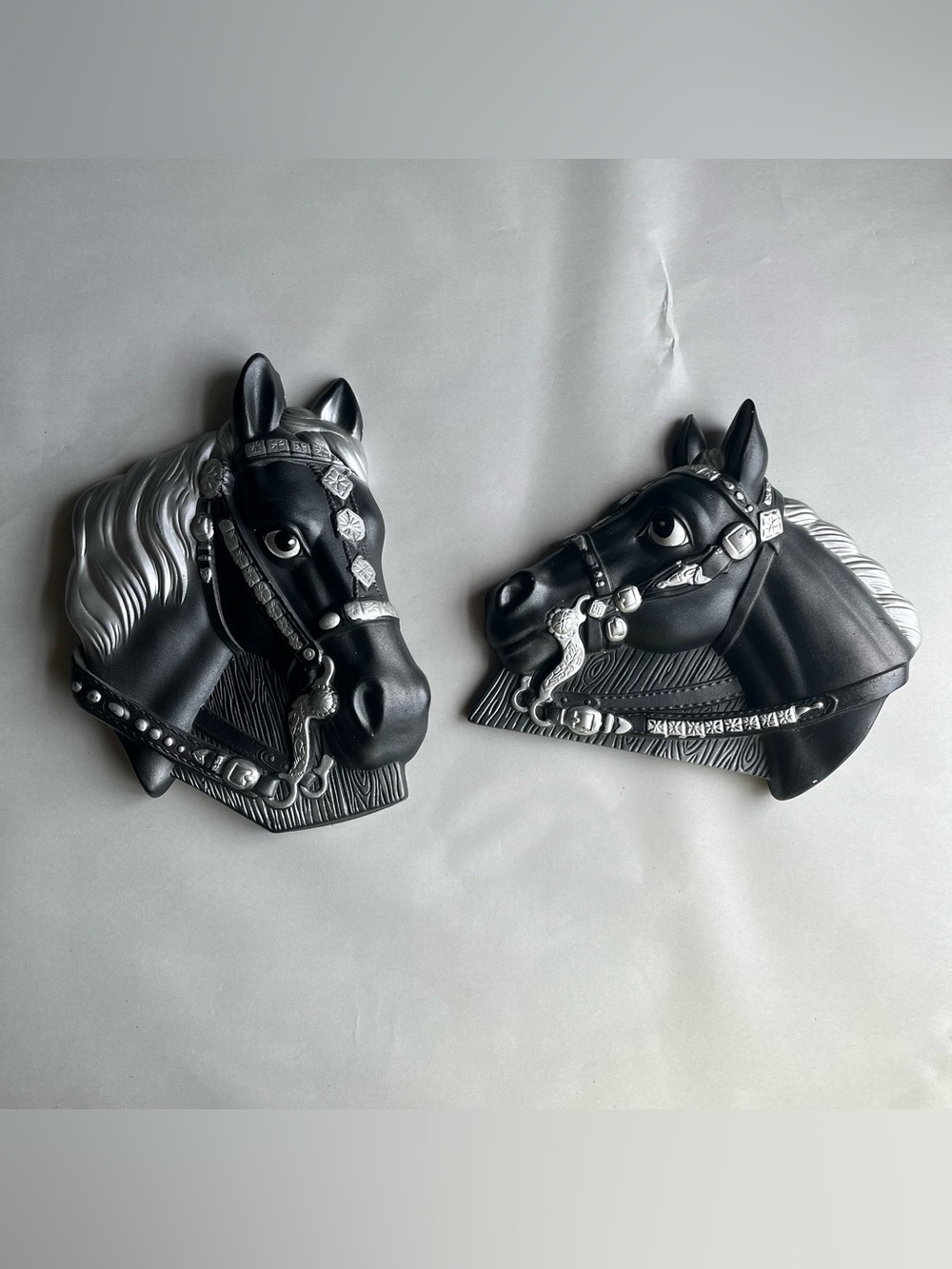 Vintage Miller Studios 60’s Chalkware Horse Head Wall Plaques - Set of 2